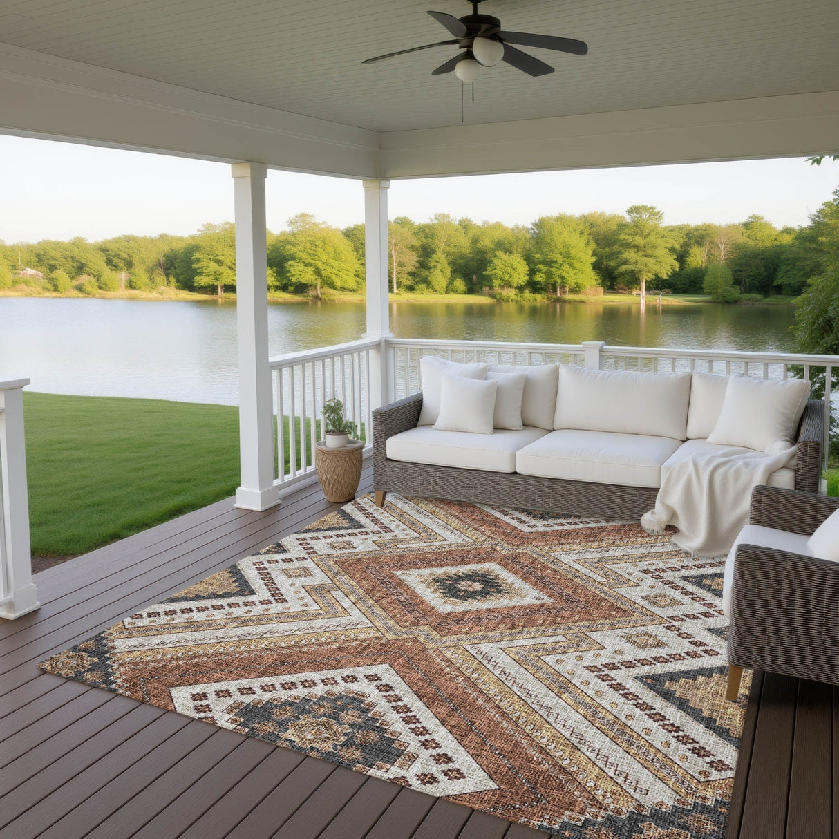 Dalyn Portico PO5 Copper Rug outdoor lifestyle image