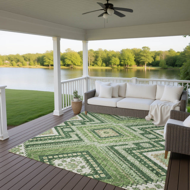 Dalyn Portico PO5 Green Rug outdoor lifestyle image
