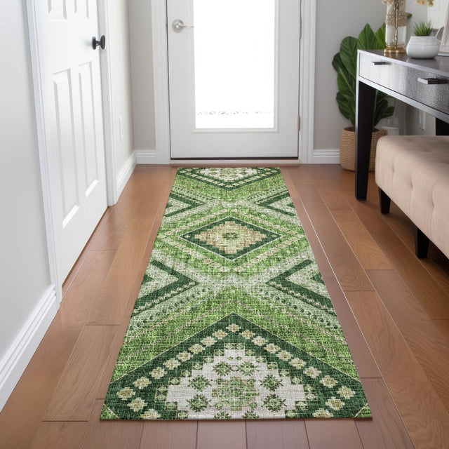Dalyn Portico PO5 Green Rug shown in a room