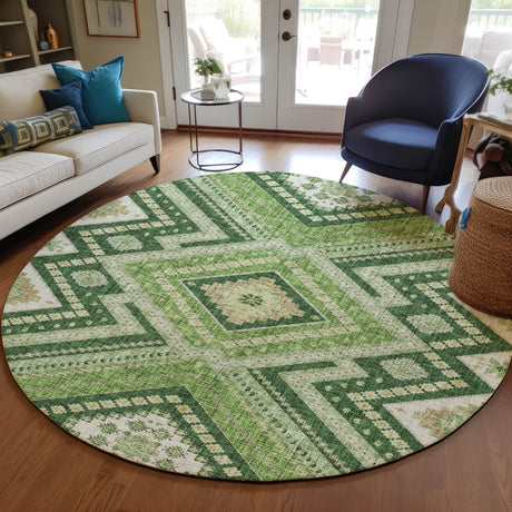 Dalyn Portico PO5 Green Rug shown in a room
