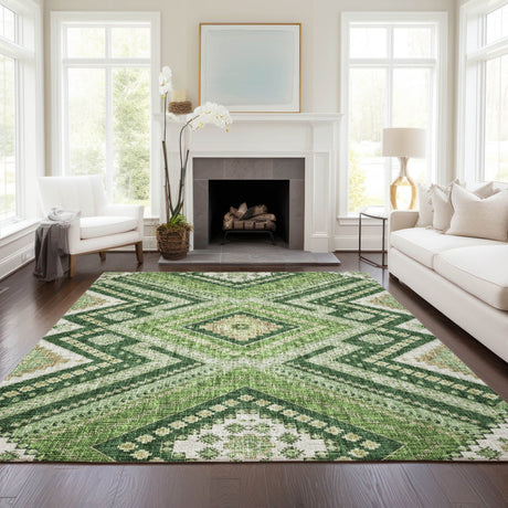 Dalyn Portico PO5 Green Rug shown in a room