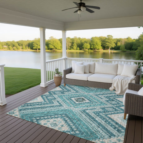 Dalyn Portico PO5 Teal Rug outdoor lifestyle image