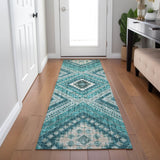 Dalyn Portico PO5 Teal Rug shown in a room