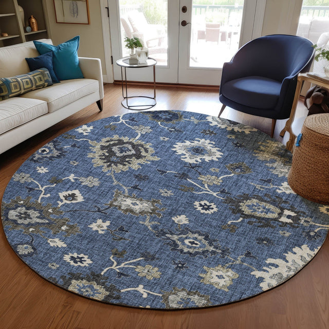 Dalyn Portico PO6 Blue Rug shown in a room