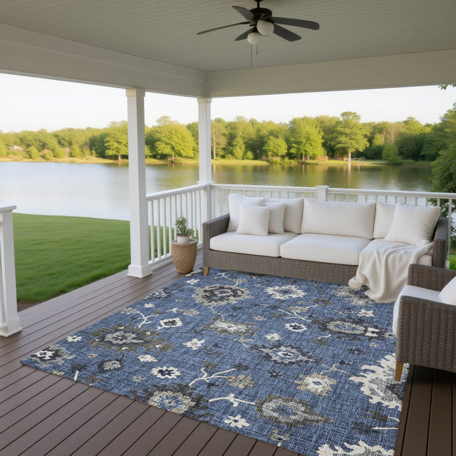 Dalyn Portico PO6 Blue Rug outdoor lifestyle image