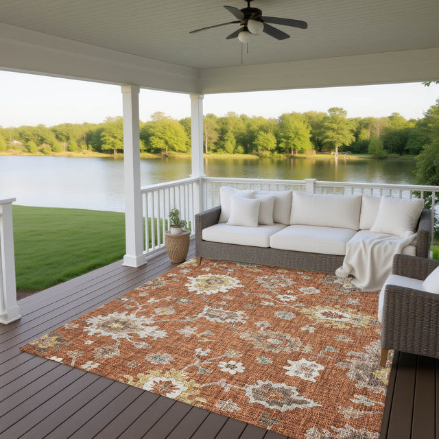Dalyn Portico PO6 Paprika Rug outdoor lifestyle image