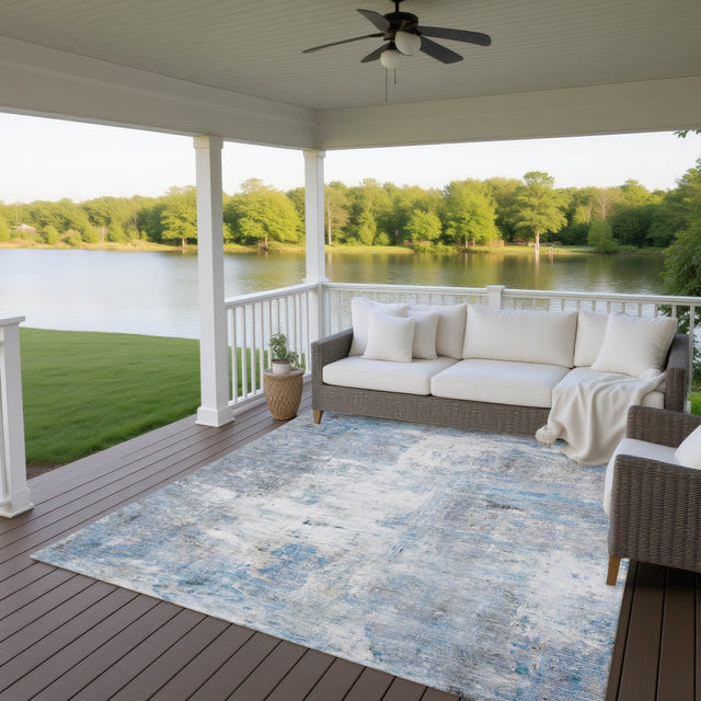 Dalyn Ravenna RN1 Blue Rug outdoor lifestyle image