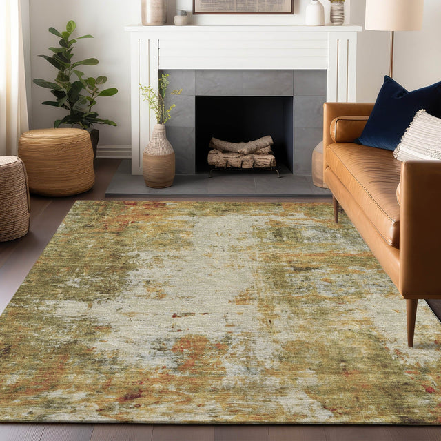 Dalyn Ravenna RN1 Olive Rug shown in a room