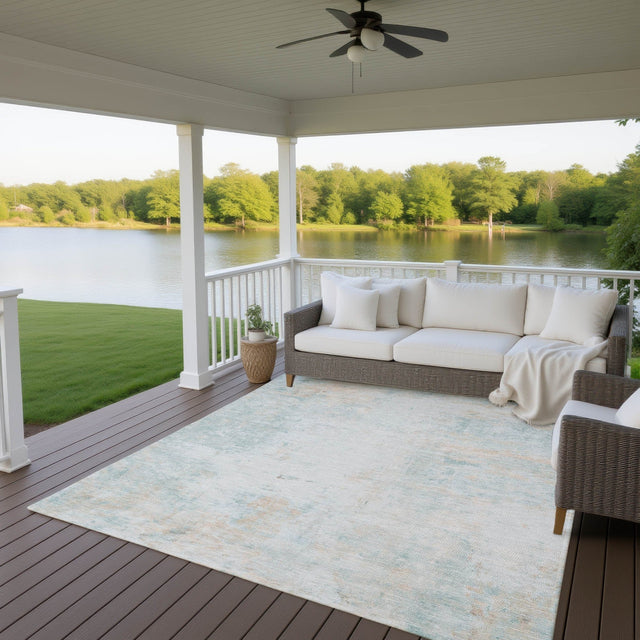 Dalyn Ravenna RN1 Seafoam Rug outdoor lifestyle image