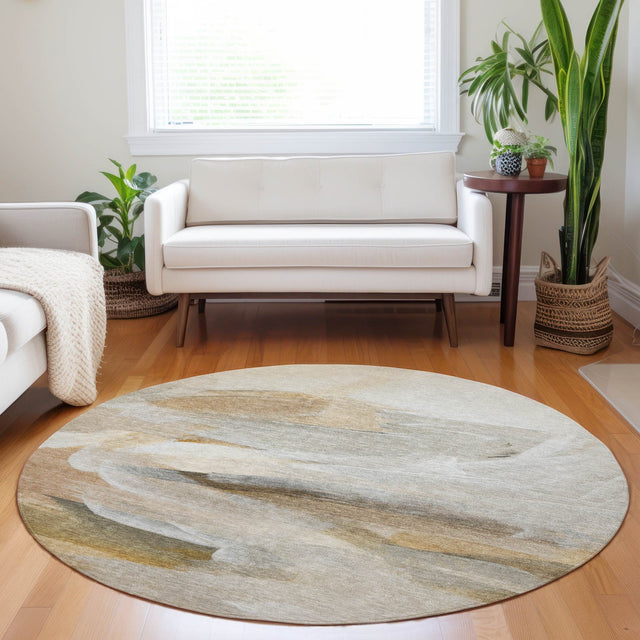 Dalyn Ravenna RN11 Taupe Rug shown in a room
