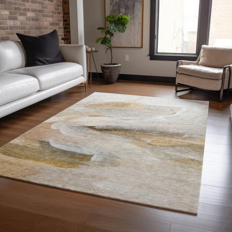 Dalyn Ravenna RN11 Taupe Rug shown in a room