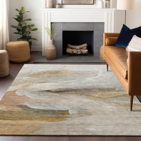 Dalyn Ravenna RN11 Taupe Rug shown in a room