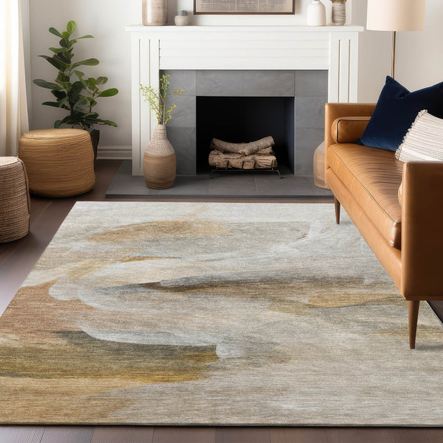 Dalyn Ravenna RN11 Taupe Rug shown in a room