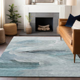 Dalyn Ravenna RN11 Teal Rug shown in a room