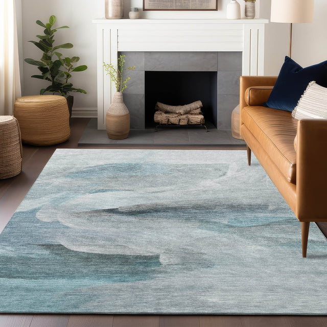 Dalyn Ravenna RN11 Teal Rug shown in a room