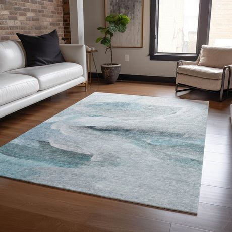 Dalyn Ravenna RN11 Teal Rug shown in a room