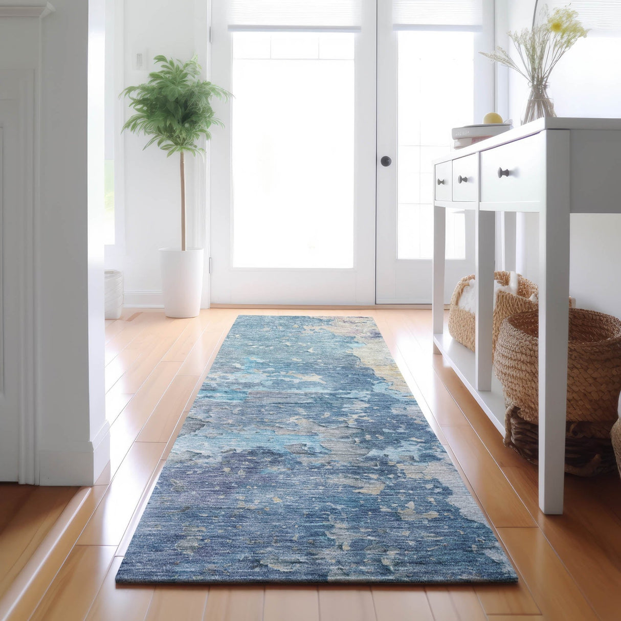 Dalyn Ravenna RN3 Blue Rug shown in a room