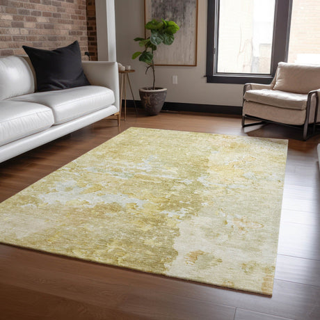 Dalyn Ravenna RN3 Gold Rug shown in a room