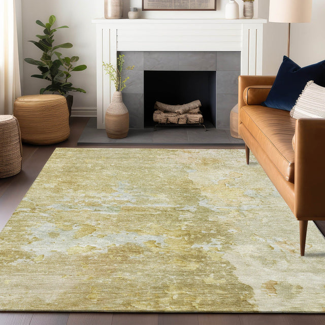 Dalyn Ravenna RN3 Gold Rug shown in a room