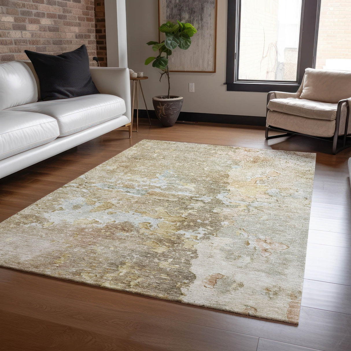 Dalyn Ravenna RN3 Khaki Rug shown in a room