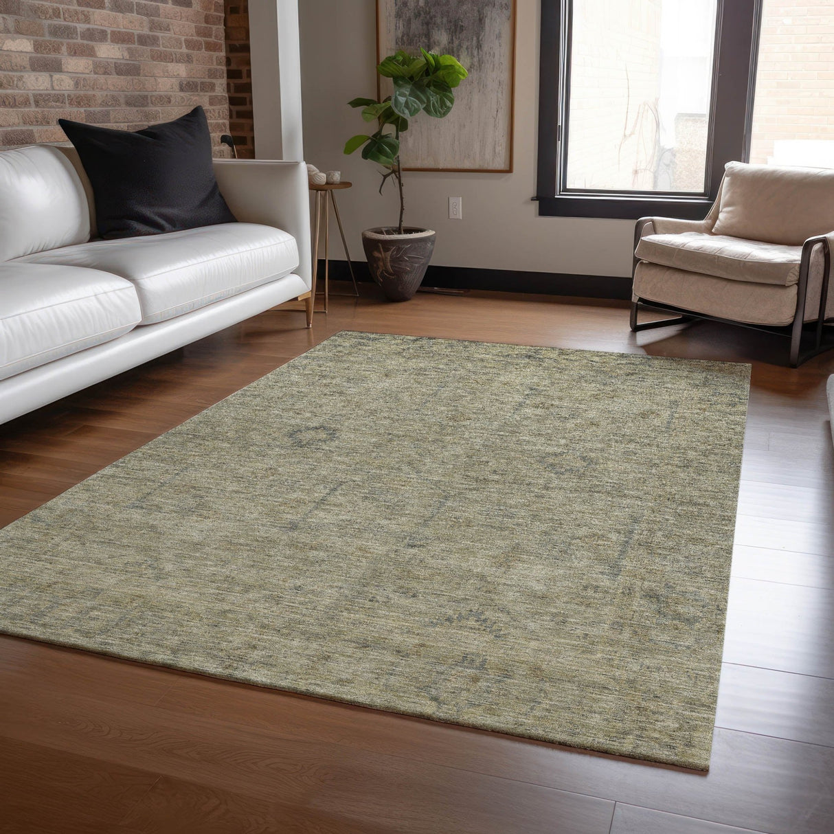 Dalyn Ravenna RN5 Khaki Rug shown in a room