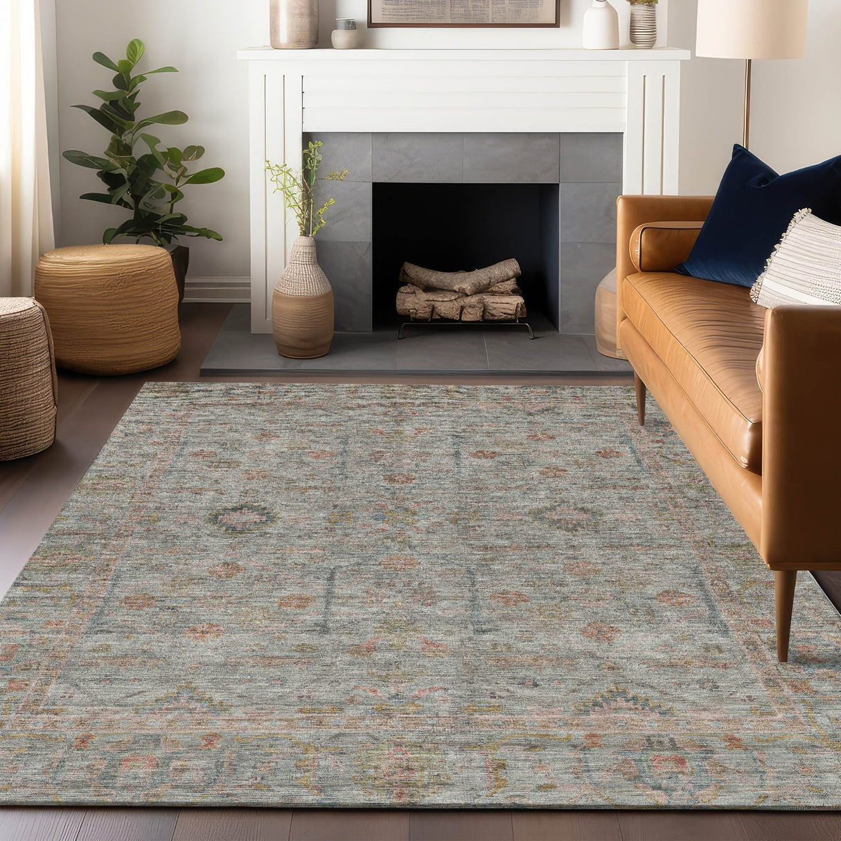 Dalyn Ravenna RN5 Taupe Rug shown in a room