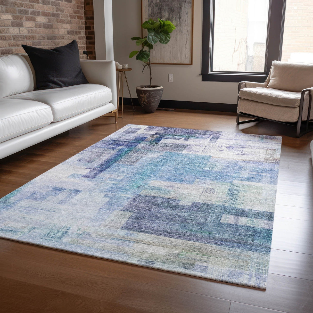 Dalyn Ravenna RN6 Blue Rug shown in a room