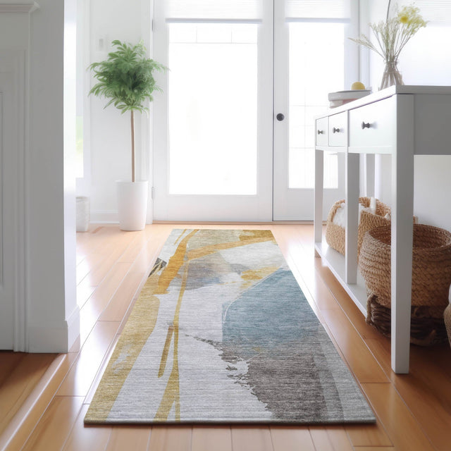 Dalyn Ravenna RN7 Gold Rug shown in a room