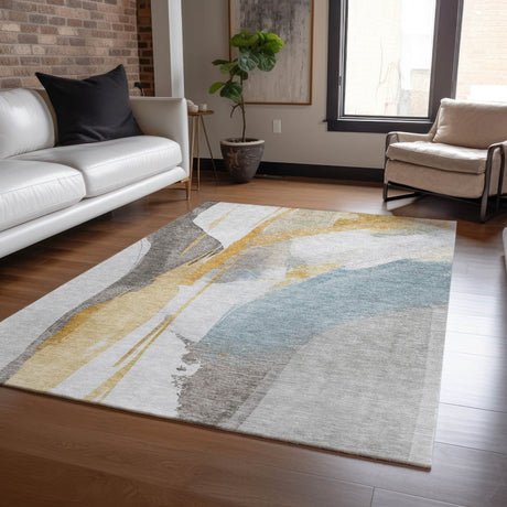 Dalyn Ravenna RN7 Gold Rug shown in a room