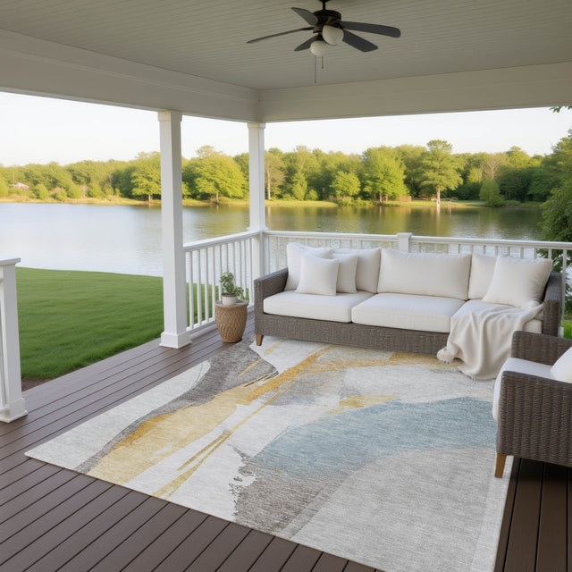 Dalyn Ravenna RN7 Gold Rug outdoor lifestyle image