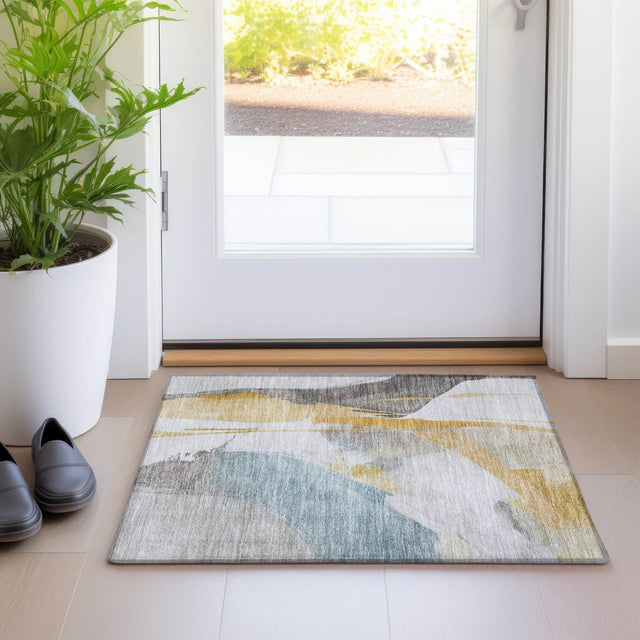 Dalyn Ravenna RN7 Gold Rug shown in a room