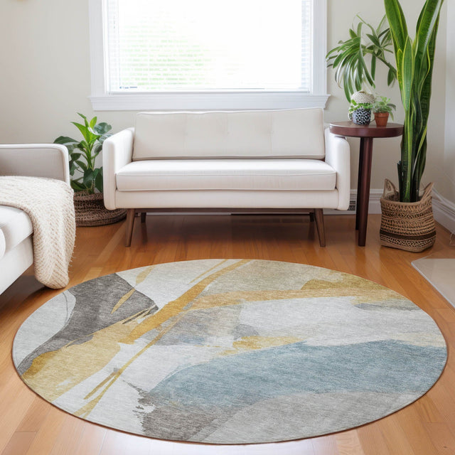 Dalyn Ravenna RN7 Gold Rug shown in a room