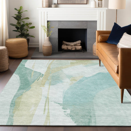 Dalyn Ravenna RN7 Teal Rug shown in a room