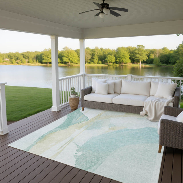 Dalyn Ravenna RN7 Teal Rug outdoor lifestyle image
