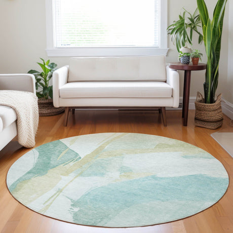 Dalyn Ravenna RN7 Teal Rug shown in a room