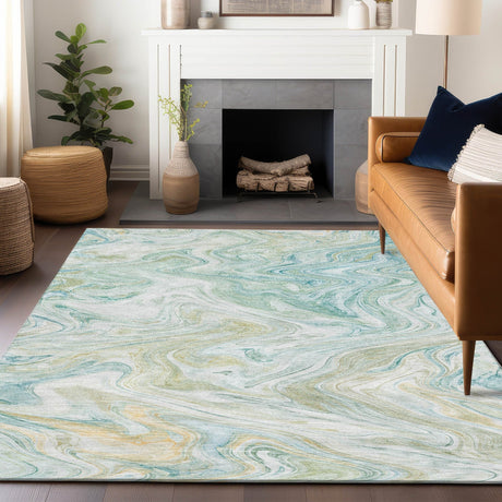 Dalyn Ravenna RN8 Sky Rug shown in a room
