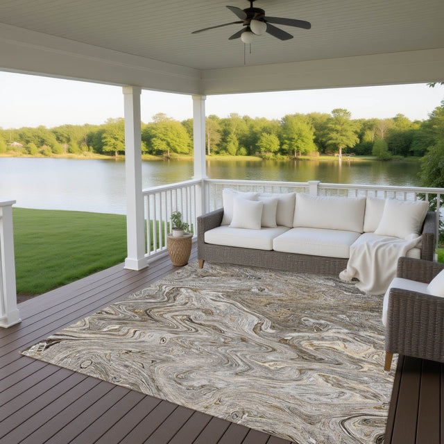 Dalyn Ravenna RN8 Taupe Rug outdoor lifestyle image
