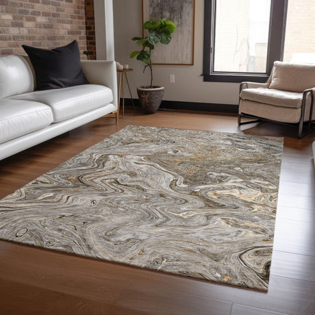 Dalyn Ravenna RN8 Taupe Rug shown in a room