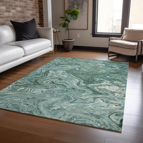 Dalyn Ravenna RN8 Teal Rug shown in a room