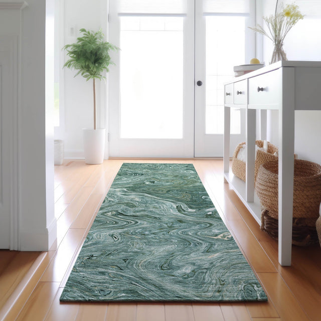 Dalyn Ravenna RN8 Teal Rug shown in a room