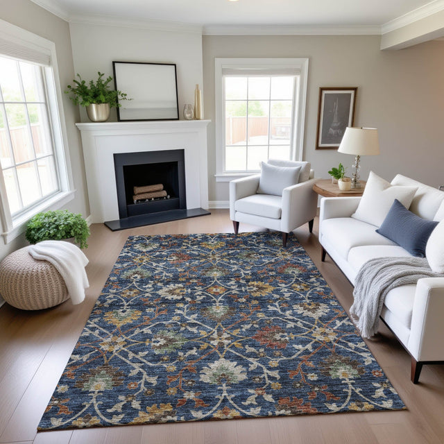 Dalyn Silk Road SR4 Navy Rug shown in a room