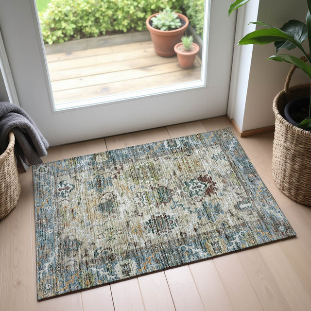 Dalyn Silk Road SR5 Aqua Rug shown in a room