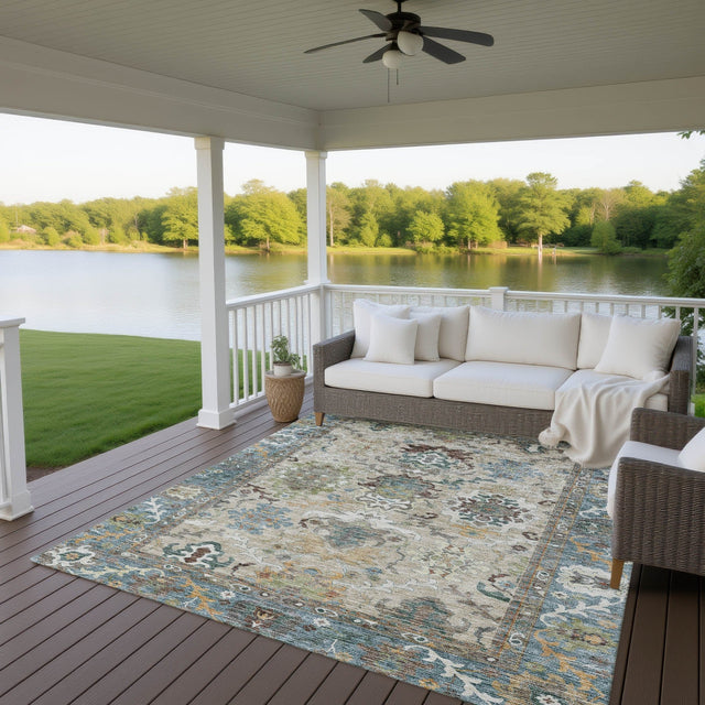 Dalyn Silk Road SR5 Aqua Rug outdoor lifestyle image