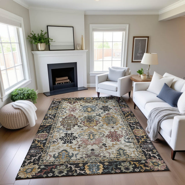 Dalyn Silk Road SR5 Black Rug shown in a room