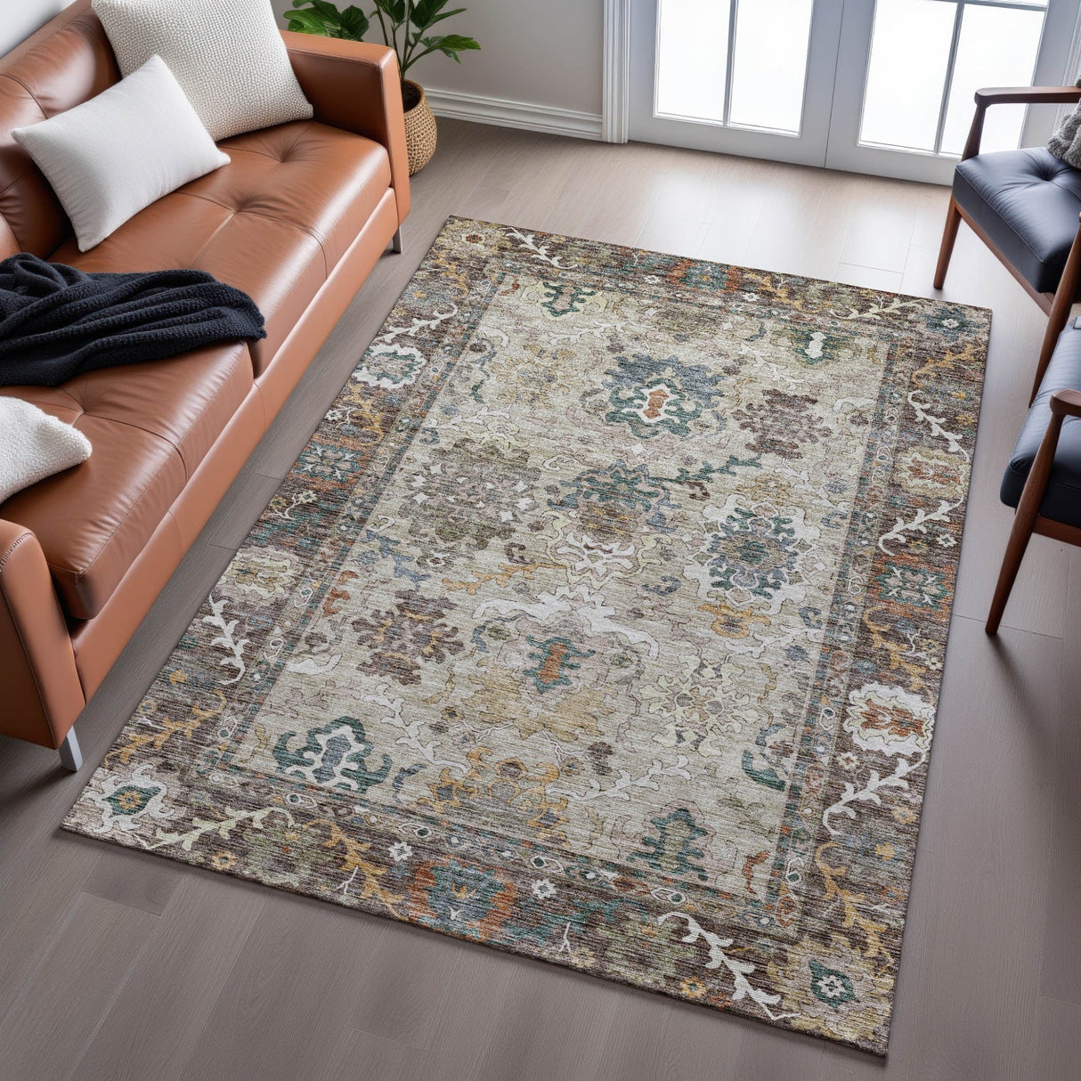 Dalyn Silk Road SR5 Chocolate Rug shown in a room