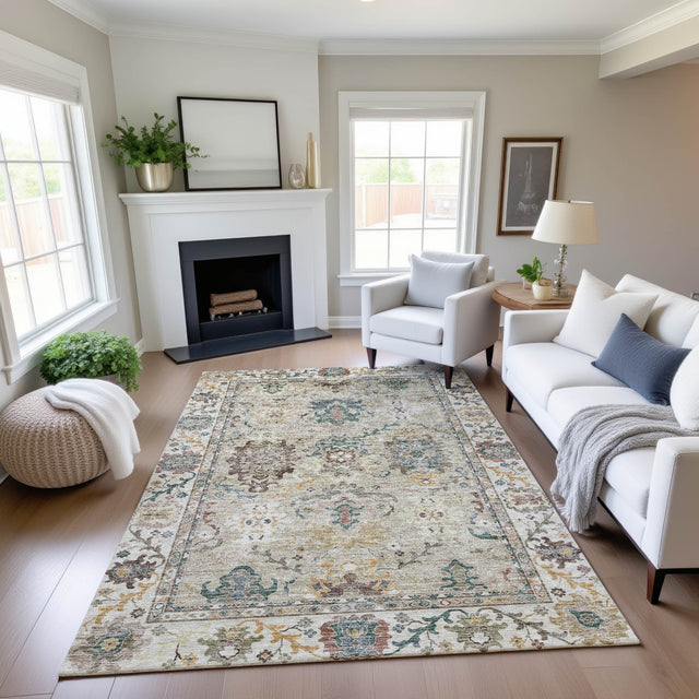 Dalyn Silk Road SR5 Putty Rug shown in a room