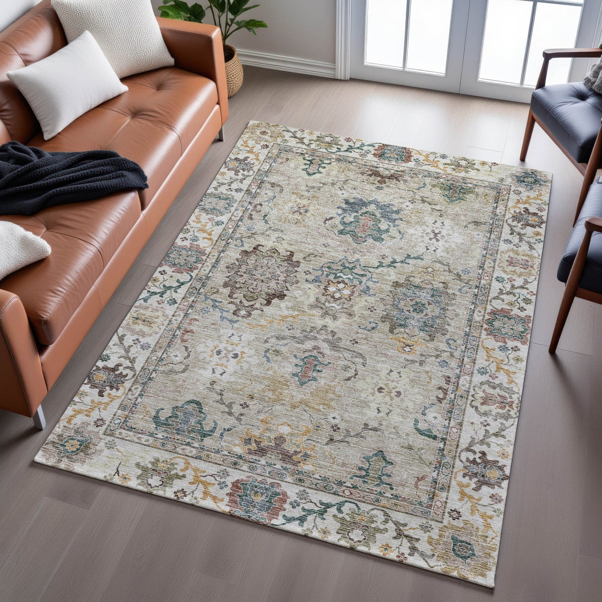Dalyn Silk Road SR5 Putty Rug shown in a room