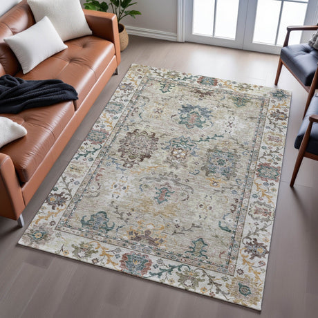 Dalyn Silk Road SR5 Putty Rug shown in a room