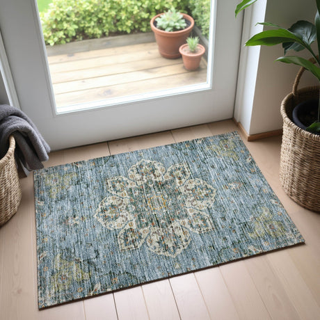 Dalyn Silk Road SR6 Aqua Rug shown in a room