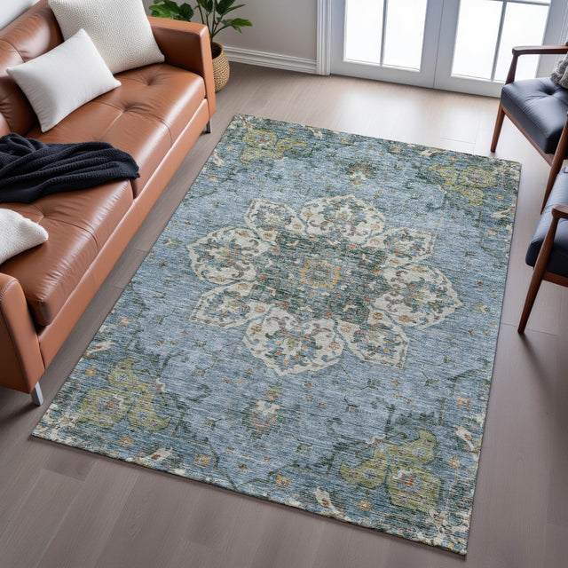 Dalyn Silk Road SR6 Aqua Rug shown in a room